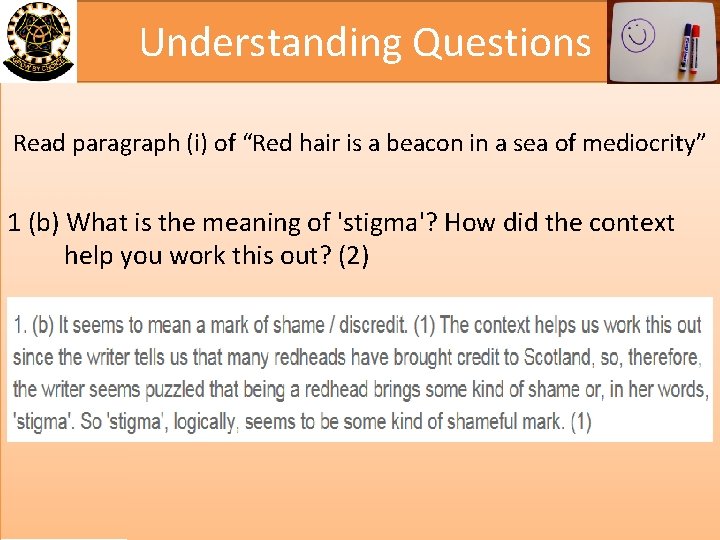 Understanding Questions Read paragraph (i) of “Red hair is a beacon in a sea