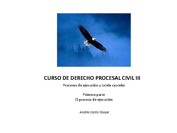 CURSO DE DERECHO PROCESAL CIVIL III Procesos de ejecución y tutela cautelar Primera parte CURSO DE DERECHO PROCESAL CIVIL III Procesos de ejecución y tutela cautelar Primera parte