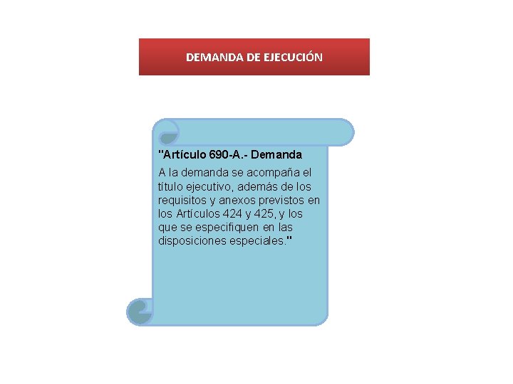 DEMANDA DE EJECUCIÓN "Artículo 690 -A. - Demanda A la demanda se acompaña el DEMANDA DE EJECUCIÓN "Artículo 690 -A. - Demanda A la demanda se acompaña el