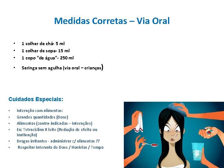 Medidas Corretas – Via Oral • • • 1 colher de chá- 5 ml Medidas Corretas – Via Oral • • • 1 colher de chá- 5 ml