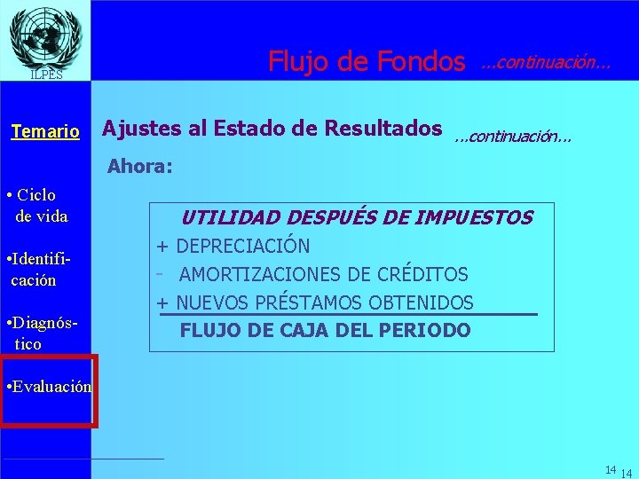 Flujo de Fondos ILPES Temario Ajustes al Estado de Resultados . . . continuación.