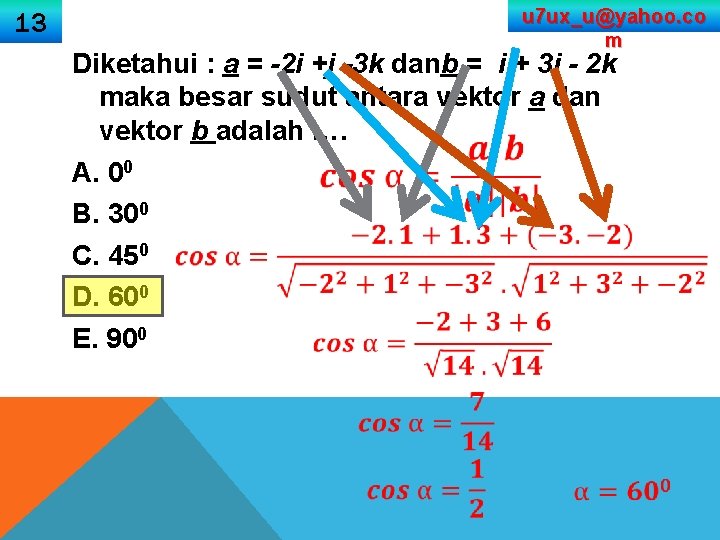 u 7 ux_u@yahoo. co m 13 Diketahui : a = -2 i +j -3