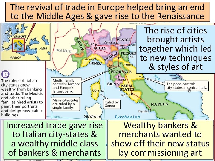 The revival of trade in Europe helped bring an end to the Middle Ages
