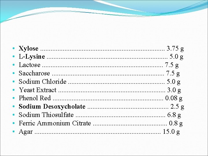  • • • Xylose. . . . . 3. 75 g L-Lysine. .