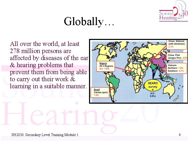 Globally… All over the world, at least 278 million persons are affected by diseases