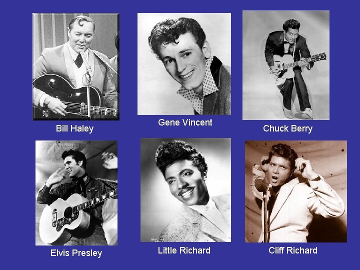 Bill Haley Elvis Presley Gene Vincent Little Richard Chuck Berry Cliff Richard 