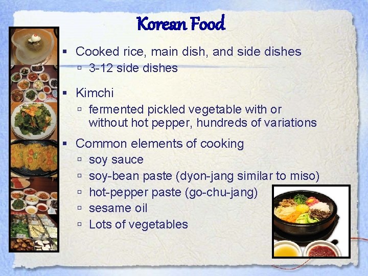 Korean Food Cooked rice, main dish, and side dishes 3 -12 side dishes Kimchi