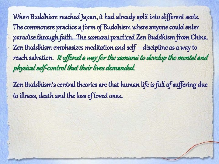 When Buddhism reached Japan, it had already split into different sects. The commoners practice