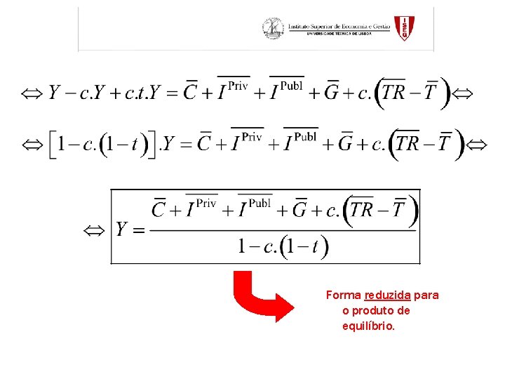 Forma reduzida para o produto de equilíbrio. 