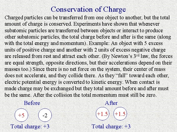 Conservation of Charged particles can be transferred from one object to another, but the