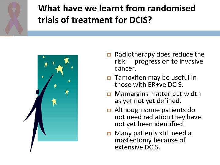 What have we learnt from randomised trials of treatment for DCIS? Radiotherapy does reduce