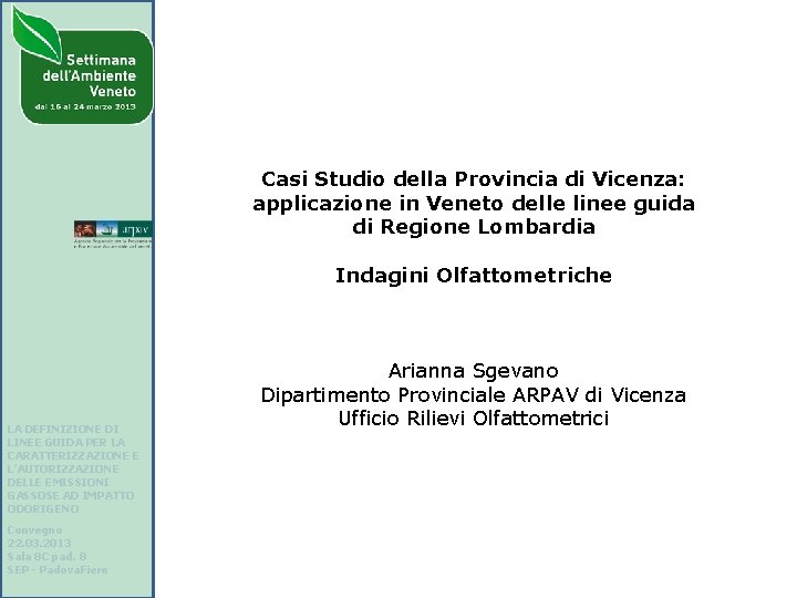 Casi Studio della Provincia di Vicenza: applicazione in Veneto delle linee guida di Regione