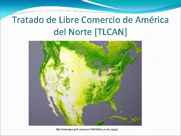 Tratado de Libre Comercio de América del Norte [TLCAN] http: //veimages. gsfc. nasa. gov/16603/tree_cover_lrg.