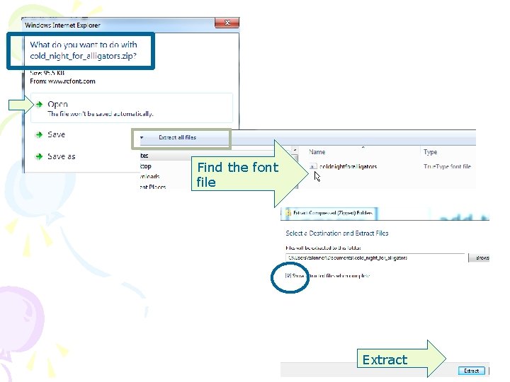 Find the font file Extract Find the font file Extract