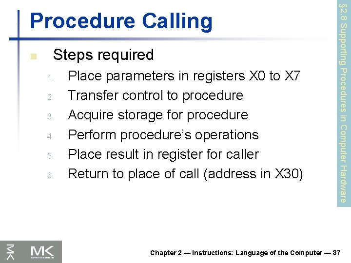 n Steps required 1. 2. 3. 4. 5. 6. Place parameters in registers X