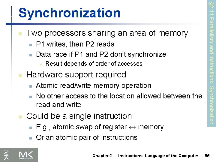 n Two processors sharing an area of memory n n P 1 writes, then