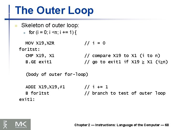 The Outer Loop n Skeleton of outer loop: n for (i = 0; i