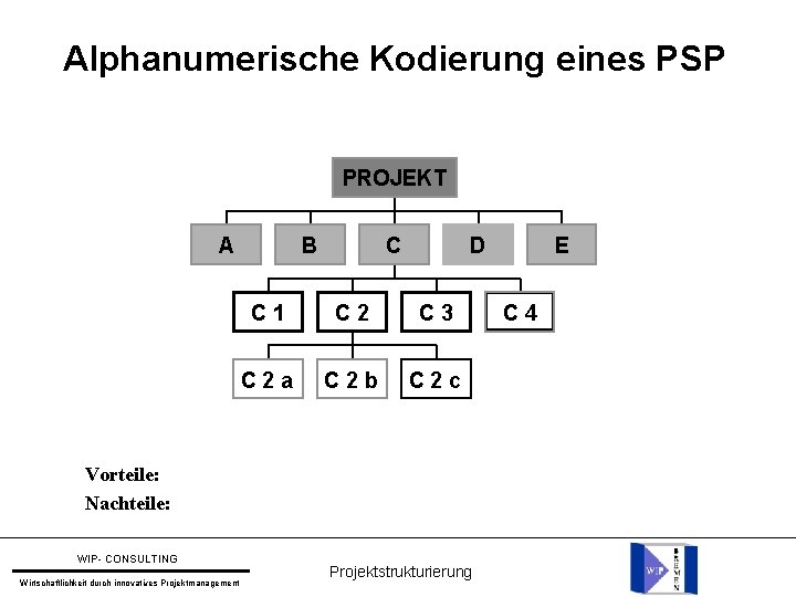 Alphanumerische Kodierung eines PSP PROJEKT A B C D C 1 C 2 C