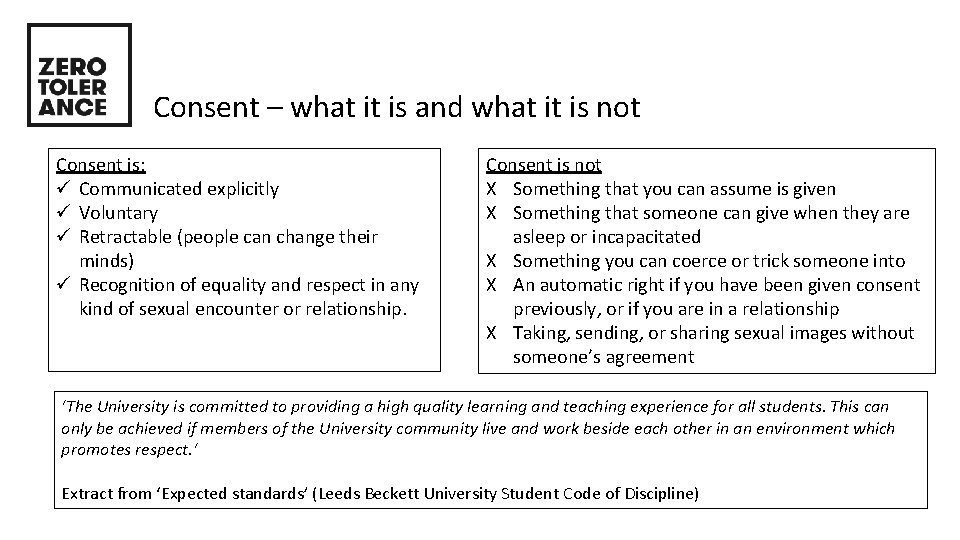 Consent – what it is and what it is not Consent is: ü Communicated