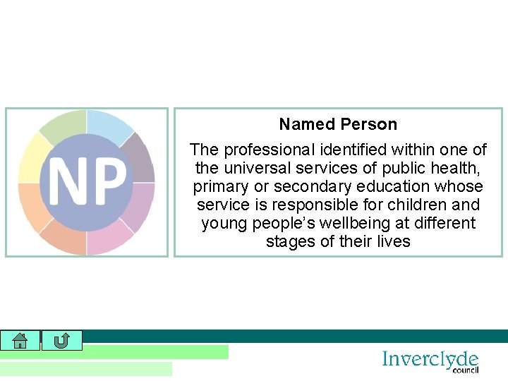 Named Person The professional identified within one of the universal services of public health,