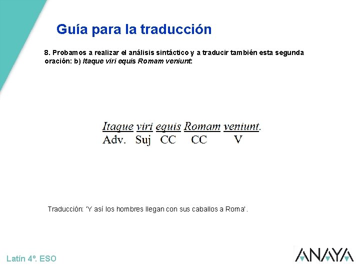 Guía para la traducción 8. Probamos a realizar el análisis sintáctico y a traducir