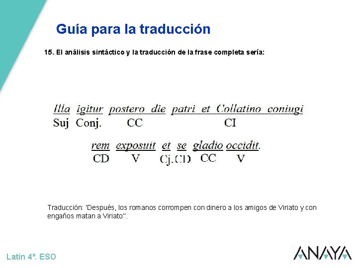 Guía para la traducción 15. El análisis sintáctico y la traducción de la frase