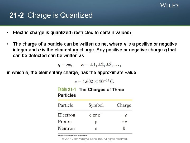 21 -2 Charge is Quantized • Electric charge is quantized (restricted to certain values).