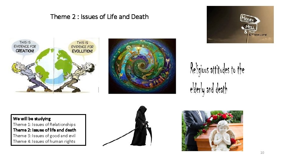 Theme 2 : Issues of Life and Death We will be studying Theme 1: