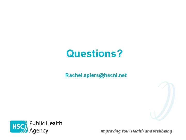 Questions? Rachel. spiers@hscni. net 