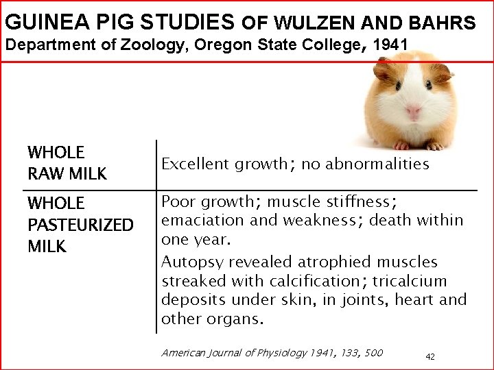 GUINEA PIG STUDIES OF WULZEN AND BAHRS Department of Zoology, Oregon State College, 1941
