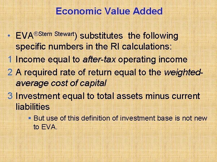 Roi Residual Income And Economic Value Added Acct