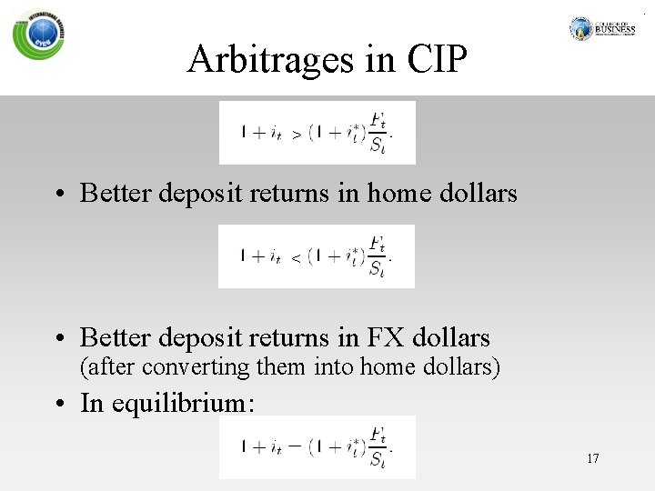 Arbitrages in CIP > • Better deposit returns in home dollars < • Better