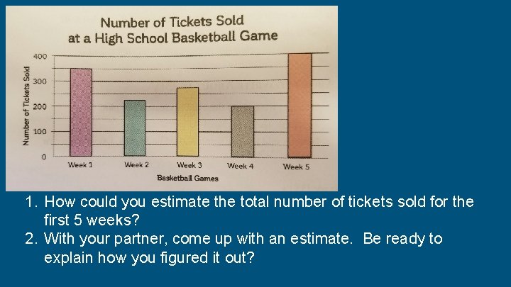 1. How could you estimate the total number of tickets sold for the first