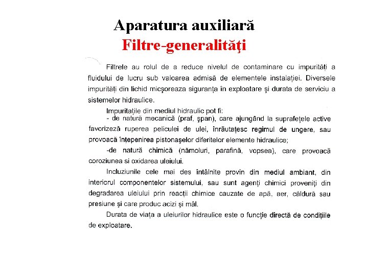 Aparatura auxiliară Filtre-generalităţi 