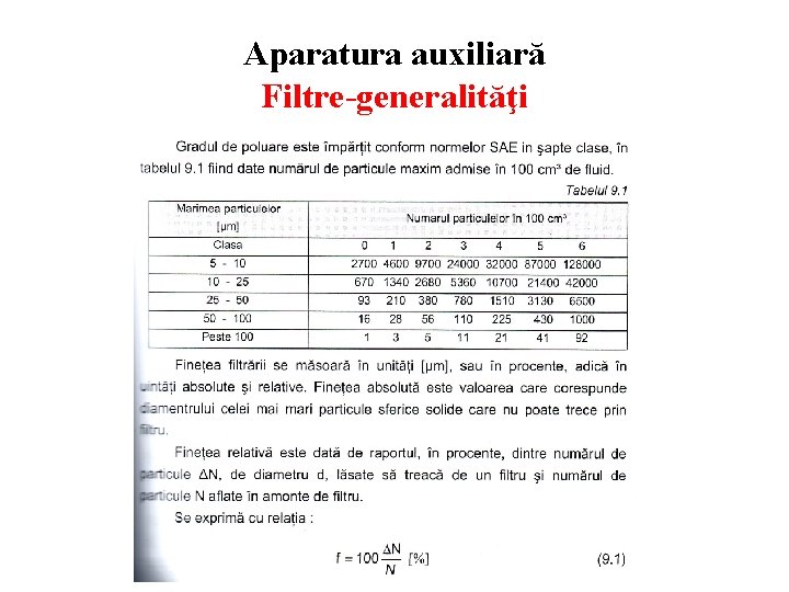 Aparatura auxiliară Filtre-generalităţi 