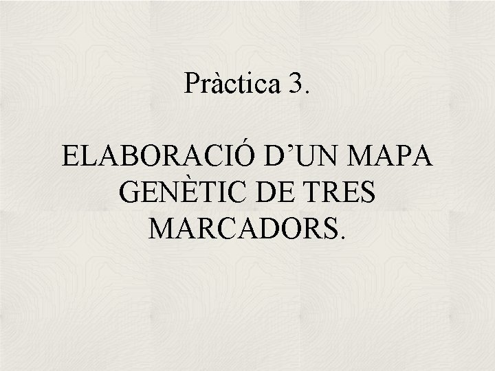 Pràctica 3. ELABORACIÓ D’UN MAPA GENÈTIC DE TRES MARCADORS. 