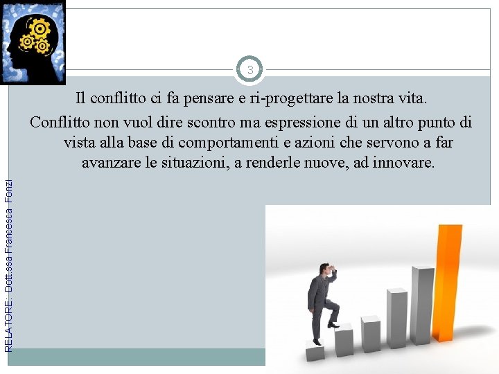 3 RELATORE: Dott. ssa Francesca Fonzi Il conflitto ci fa pensare e ri-progettare la