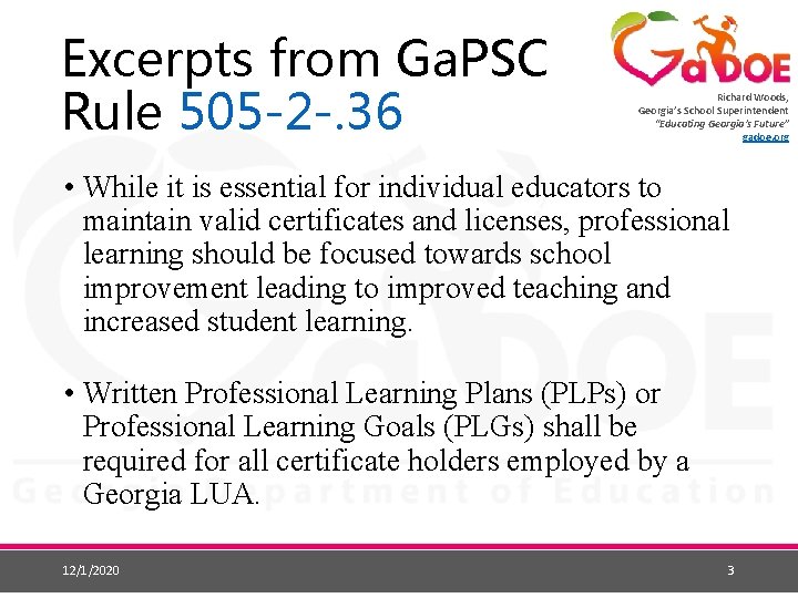 Excerpts from Ga. PSC Rule 505 -2 -. 36 Richard Woods, Georgia’s School Superintendent