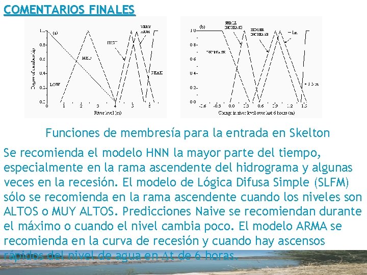 COMENTARIOS FINALES Funciones de membresía para la entrada en Skelton Se recomienda el modelo