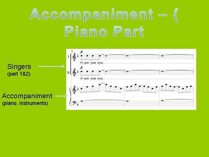 Singers (part 1&2) Accompaniment (piano, instruments) 