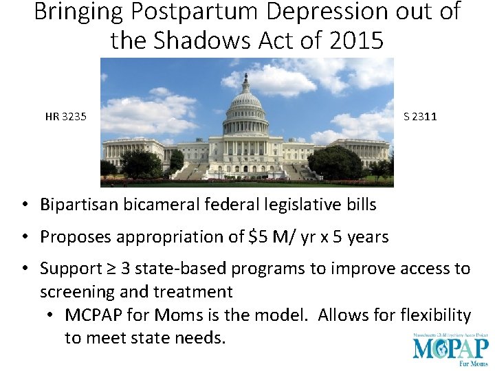 Bringing Postpartum Depression out of the Shadows Act of 2015 HR 3235 S 2311