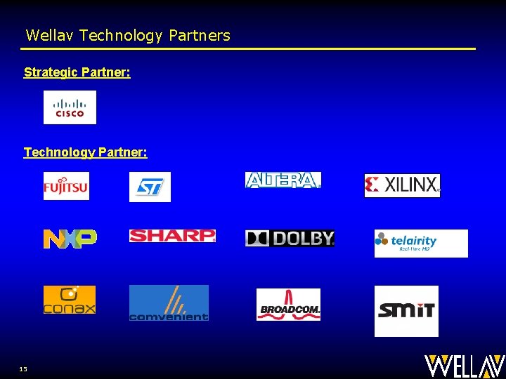 Wellav Technology Partners Strategic Partner: Technology Partner: 15 