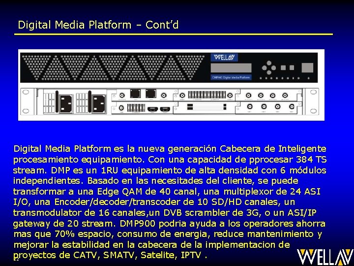 Digital Media Platform – Cont’d Digital Media Platform es la nueva generación Cabecera de