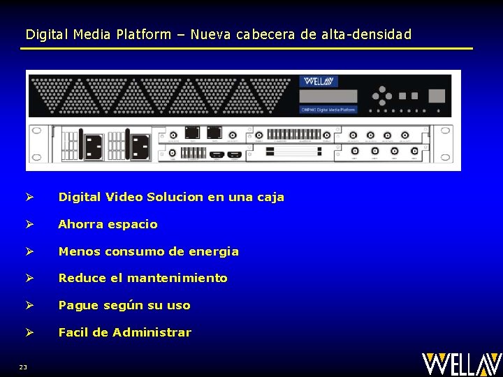 Digital Media Platform – Nueva cabecera de alta-densidad Ø Digital Video Solucion en una