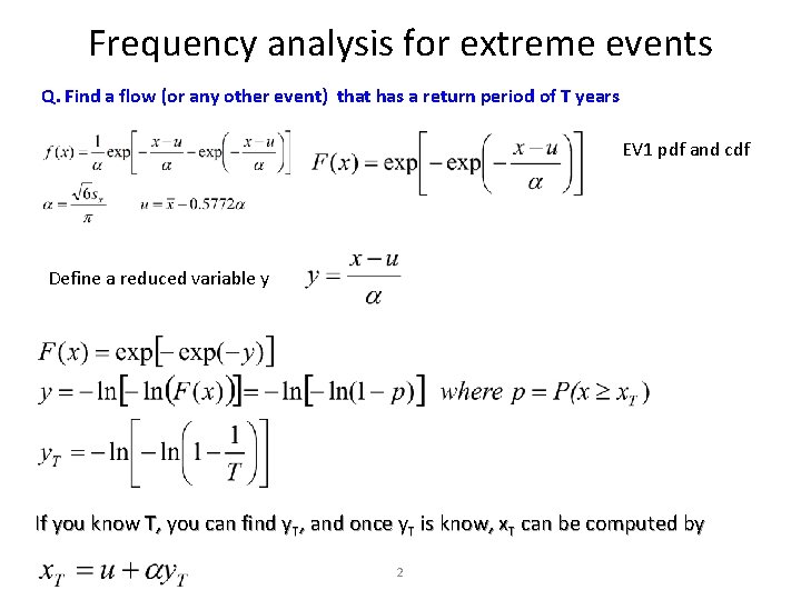 Frequency Analysis Reading Applied Hydrology Sections 12 2
