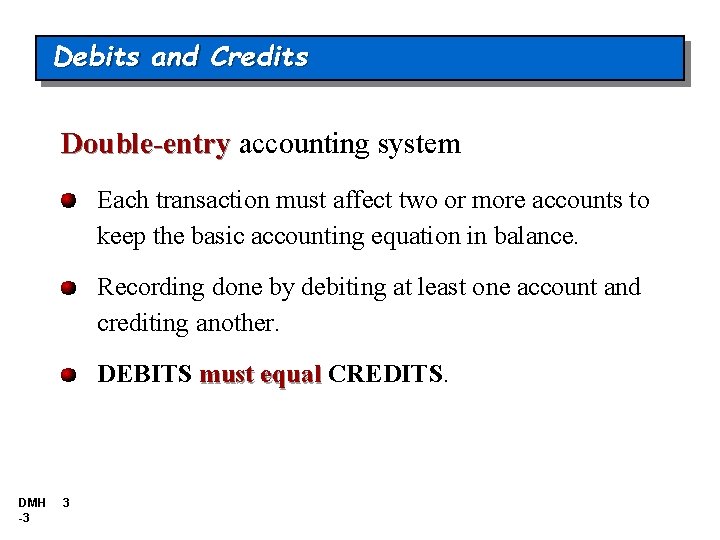 The Recording Process DMH 1 3 The Account