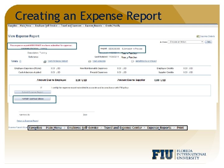 Creating an Expense Report Required 