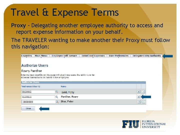 Travel & Expense Terms Proxy – Delegating another employee authority to access and report