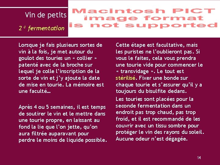 Vin de petits fruits 2 è fermentation Lorsque je fais plusieurs sortes de vin