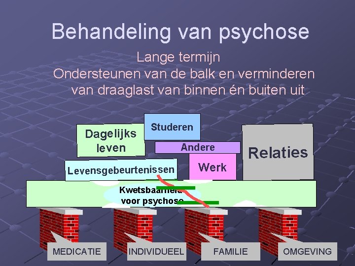 Behandeling van psychose Lange termijn Ondersteunen van de balk en verminderen van draaglast van